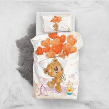 Monohome Tatlı Ayı 3D Pamuk Saten Renkli Bebek 100x150 cm Nevresim Takımı