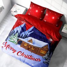 Monohome Yılbaşı Süsü Merry Christmas Pamuk Saten 3D Çift Kişilik Nevresim Takımı