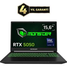 Monster Abra A5 V22.3.1 Ultra 9 185H 16GB RAM 1TB SSD RTX 5050 Windows 11 Home 15.6 inç Gaming Laptop