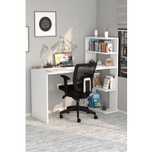 Moonlife Çınar Kitaplıklı Beyaz Çalışma Masası