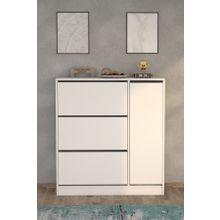 Moonlife Dolaplı Beyaz Milano 3 Kapaklı Kayar Raflı Ayakkabılık