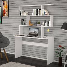 Moonlife Kaya Beyaz Kitaplıklı Çalışma Masası