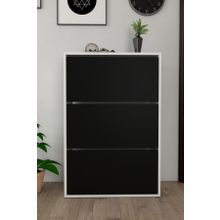 Moonlife Siyah 3 Kapaklı Kayar Raflı Ayakkabılık