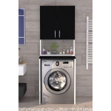 Moonlife Siyah Üst Dolaplı Çok Amaçlı Çamaşır Makinesi Dolabı