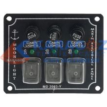 MOONLIGHT YATAY 3'LÜ SWITCH PANEL SİGORTALI
