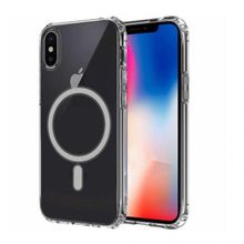 More TR Apple iPhone XS Max 6.5 Magsafe Şarj Özellikli Şeffaf Sert PC Zore Embos Telefon Kılıfı