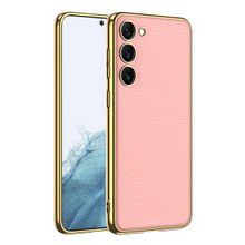 More TR Galaxy S23 Plus Deri Görünümlü Kenarları Elektroplating Kaplama Zore Fizyon Kapak Kılıf