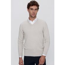 Morven 23KC017004 Bej Basic Dynamic Fit Rahat Kesim V Yaka Triko Erkek Kazak