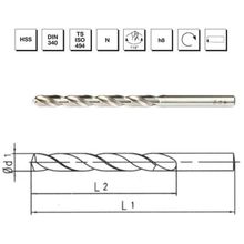 MTE B00007200450 Makina Takım 4.5 mm HSS DIN 340 Silindirik Saplı Uzun Matkap Ucu