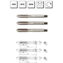 MTE B00100101270 Makina Takım W 1/2 inç HSS MTE Normu Whitworth Normal Vidalı 3'lü Takım Kılavuzu