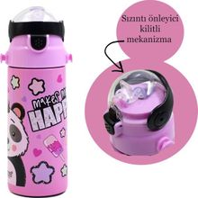 Muggle MT-2635 550 ml Panda Desenli Pipetli Çelik Matara