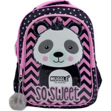 Muggle MU-8652 2 Bölmeli Panda Siyah Okul Sırt Çantası