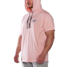 MuscleCloth MC-X Kapüşonlu Somon Kısa Kollu Erkek Sweatshirt