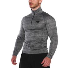 MuscleCloth Pro Stretch Fermuarlı Uzun Kollu Füme Erkek T-Shirt