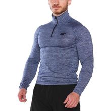 MuscleCloth Pro Stretch Fermuarlı Uzun Kollu Lacivert Erkek T-Shirt