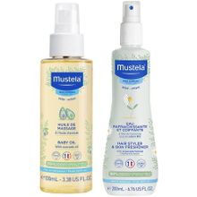 Mustela 100 ml Bebek Bakım Yağı + 200 ml Papatya Suyu Canlandırıcı Şekillendirici Sprey