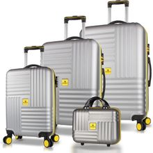 My Valice Puzzle Gri ABS Kabin Orta Büyük ve Makyaj Boy 4'lü Travel Valiz Seti