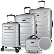 My Valice Solid PP Gümüş Gri Polipropilen Kabin Orta Büyük ve Makyaj Boy 4'lü Kırılmaz Travel Valiz Seti