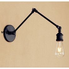 Mylights Retro Rustik Mat Siyah Metal Akrobat Okuma Lambası Aplik