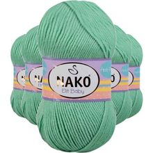 Nako 10001 Elite Baby 5 Adet Siyam Yeşili El Örgü İpi Tüylenmeyen Bebek Yünü