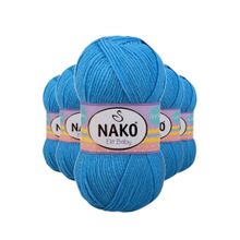 Nako 10119 5 Adet Alaska Mavisi Elite Baby El Örgü İpi Tüylenmeyen Bebek Yünü
