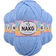 Nako 10305 Elite Baby 5 Adet Mavi El Örgü İpi Tüylenmeyen Bebek Yünü