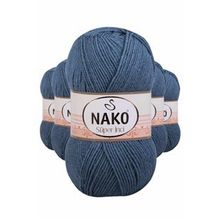 Nako 185 5 Adet 100 gr Fırtına Mavi Süper İnci El Örgü İpi