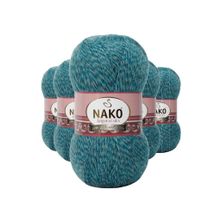 Nako 21357 Petrol Muline 5 Adet Angora Lüks El Örgü İpi
