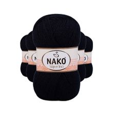 Nako 217 Süper İnci 5 Adet 100 gr Siyah El Örgü İpi