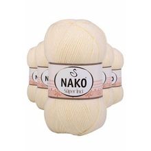 Nako 256 5 Adet Krem 100 gr Süper İnci El Örgü İpi