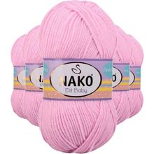 Nako 6936 5 Adet Açık Pembe Elite Baby El Örgü İpi Tüylenmeyen Bebek Yünü