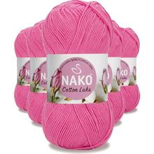 Nako 97550 Koyu Pembe 5 Adet Cotton Lüks Yelek Tunik Kazak Bluz Hırka İpi Yünü