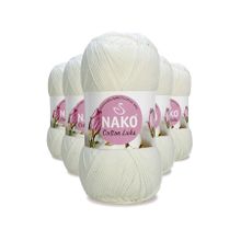 Nako 97570 5 Adet Süt Beyaz Cotton Lüks Yelek Tunik Kazak Bluz Hırka İpi Yünü