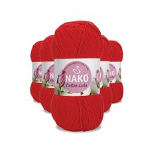 Nako 97573 Kırmızı 5 Adet Cotton Lüks Yelek Tunik Kazak Bluz Hırka İpi Yünü