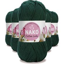Nako 97580 Koyu Yeşil 5 Adet Cotton Lüks Yelek Tunik Kazak Bluz Hırka İpi Yünü