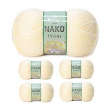 Nako No: 256 Vizon Premium Akrilik 5 Adet Krem El Örgü İpi Yünü