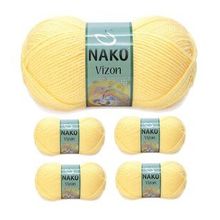 Nako Renk No:215 Saman Sarı 5 Adet Vizon Premium Akrilik El Örgü İpi Yünü