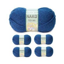 Nako Renk No:517 Orta Mavi 5 Adet Vizon Premium Akrilik El Örgü İpi Yünü