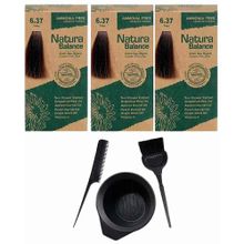 Natura Balance 6.37 Tütün 3 Adet Saç Boyası + Saç Boyama Seti