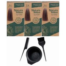 Natura Balance 7.1 Küllü Kumral 3 Adet Saç Boyası + Saç Boyama Seti