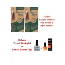 Natura Balance 8 Açık Kumral Bakır 2 Adet Saç Boyası + Kalyon Tırnak Besleyici ve Bakım Yağı