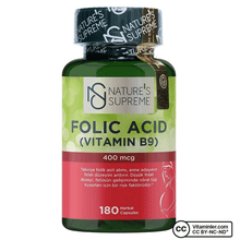 Nature's Supreme Folic Acid 400 mcg Vitamin B9 180 Kapsül
