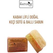 Naturix Peeling Etkili Akne Kurutucu Natural Goat Milk Soap 130 gr Doğal Kabak Lifli Keçi Sütü & Ballı Sabun
