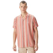 Nautica W45416T.80E Turuncu Classıc Fit Kısa Kollu Çizgili Erkek Gömlek