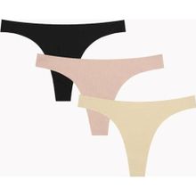 NBB 329 3'lü Siyah Viyon ve Ten Rengi Bayan Lazer Kesim Tanga Slip Külot