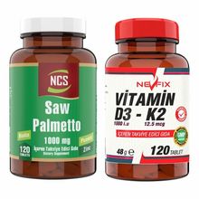 Ncs Saw Palmetto 1000 mg 120 Tablet + Nevfix Vitamin D3 K2 120 Tablet
