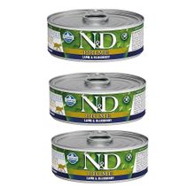 N&D 3x80 gr Prime Kuzulu ve Yaban Mersinli Tahılsız Yetişkin Kedi Konservesi