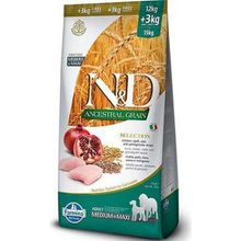 N&D Düşük Tahıllı Tavuk Narlı Özel Orta ve Büyük Irk 12+3 kg Köpek Maması