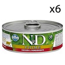 N&D Prime 6x80 gr Tahılsız Tavuk Nar Yetişkin Kedi Konservesi