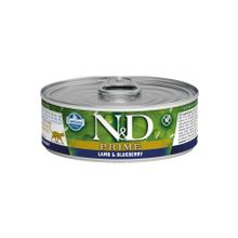 N&D Prime 80 gr Tahılsız Kuzu Eti ve Yaban Mersinli Yetişkin Kedi Konservesi